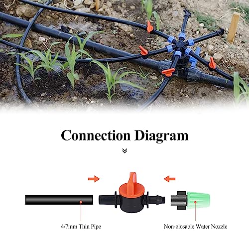 50 st Drip Irrigatie Ventiel, 4/7mm kleine schakelaar Ventiel buiten diameter 6mm slang Mini Ventiel Tuin Micro Irrigatie Ventiel Gemeenschappelijke Sprinkler Systeem 3