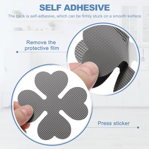 20 stuks Non Slip Bad Stickers, Non-Slip Douche Stickers met Scraper Badkamer Douche Vloer Stickers Vier Leaf Shape Leuke Treads Badkuipen, Grijs 4