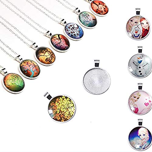 60 stuks bezel hangers cabochon en glazen koepel tegels helder cameo (licht zilver)