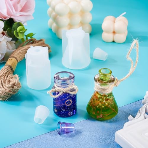 2 st. Drift Fles Silicone Mold Epoxy Resin Wish Fles Casting Molds DIY Crystal hanger Ornament Home Decor Droge Bloem Fleshars mal met Jute Cord 4