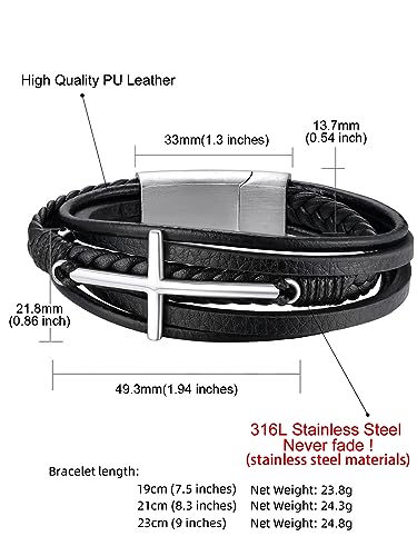 Heren leren armband, gepersonaliseerde heren armbanden, met gravure, gotische lederen band, zwart met schorpioen/cobra's/krullen/cross, 19 cm/21 cm/23 cm Lang, voor vader, vriend, mannen 5