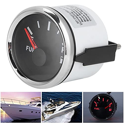 Olieniveaumeter, 52mm/2in Brandstofolietank Metaalweergave Gauge Waterdichte digitale tachometermeter, 0-190ohm Signal Signal Indicator Meter voor Ship Boat Car (Black Dial Silver Frame) 4
