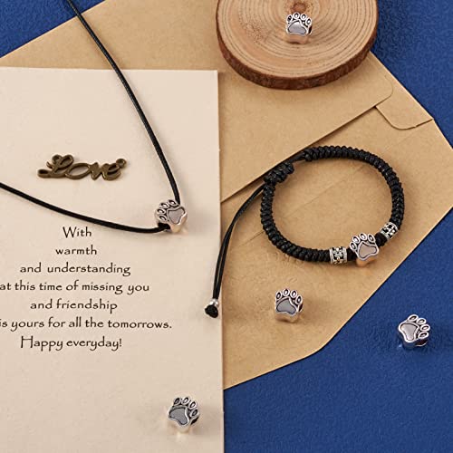 20 st Tibetan Style Paw Print Europese kralen Antiek Zilver Groot Hole Hond Paw Footprint Metalen Spacer Charms kralen voor ketting armband sieraden Craft Making 4