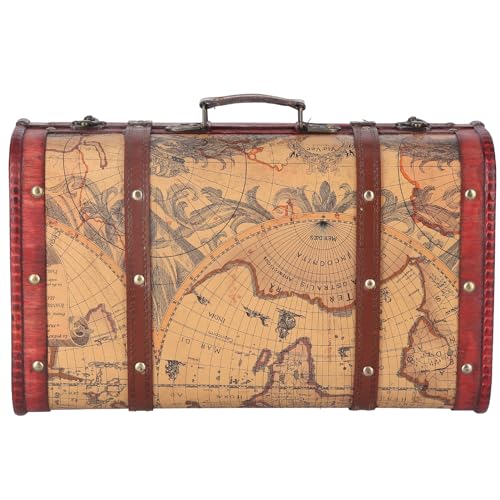 Vintage koffer Retro Bagage Classic Reiskoffer Draagbare Vintage Opbergdoos Hout Card Pattern Ontwerp voor Weekend Getaway Business Trip Langere vakantie