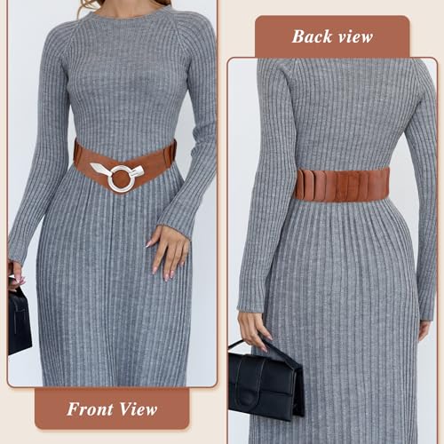 Vintage brede elastische riem voor vrouwen, PU leder Stretchy Taist Belt Retro Cinch Riem verstelbare band voor jurken 5