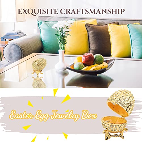 Juwelen Box Pasen Ei Geëmailleerd Vintage Diamond Collection Store Box voor Sieraden Trinket (Gouden Kleur) 3