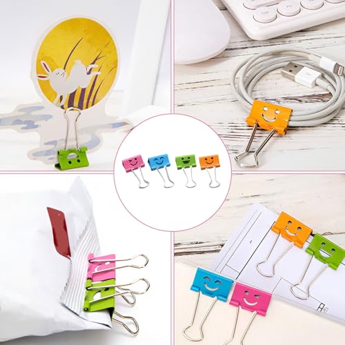 48 stuks Vouwrug Pegs, 25mm Paper Clips met Doos, Glimlach Clips, Metaal Paper Clips, Bindende Clips, Metalen Klemmen voor Notes, Organiseren, Divisie - Houdt 110 vellen papier 4