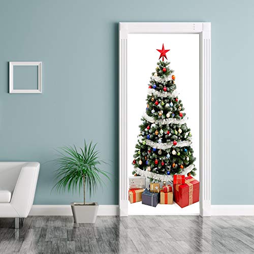 Waterdichte 15.2x39.4in Mural Wall Sticker, Verwijderbare Window Sticker, voor Kerstmis Decoraties Eetkamers Slaapkamers Salons Showcase Decoratie(Kerstmis boom door stickers)