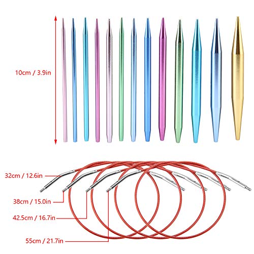 26-Piece aluminium breinaalden set met koffer, 2,75-10mm rondbreinaalden en kunststof draadjes voor sjaals, 4 maten ergonomische handgrepen (10cm naalden + 32-55cm koorden) 4