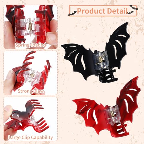 2 stuk Halloween Vleermuis haar Clip, Gothic vleermuis haar Clips, Hollow Out non-slip haar Claw, Halloween horror haar accessoires voor vrouwen met dun haar