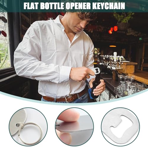 4 st. Flat Bottle Opener Keychain Bier Fles Opener Roestvrij stalen Keychain Bier Soda Fles Opener Draagbaar voor thuis Keuken Bar Party Restaurant 4