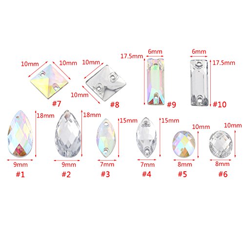 200st Flat Back AB Acrylhars Crystal met Hole Drop Naaiknop, Ambacht Vijf stijlen van keuze Waterdruppels Coloful 5