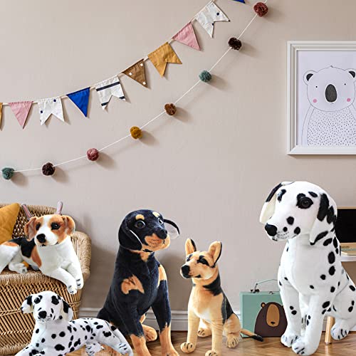 Dalmatische pluche hond, 30 cm, Liggende honden, Gevuld dier voor kinderen, 30 cm, Knuffelspeelgoed, hond, levensecht, wit, zwart, Dalmatiër, dier, pluche pop, hond, Kussen, pluche speelgoed voor jongens en 4