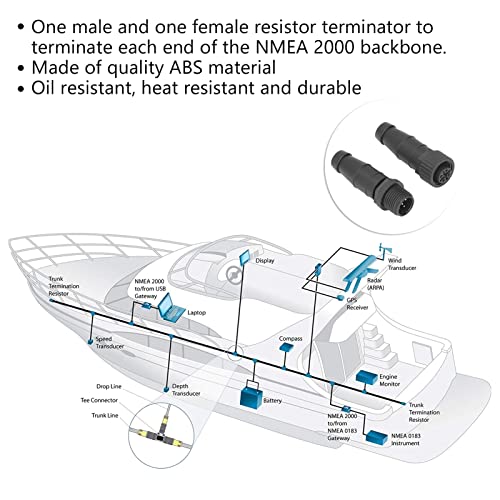 2st mannelijke vrouwelijke terminatoren, vrouwelijke weerstand terminator mannelijke weerstand terminator ABS zwarte hittebestendig universele voor NMEa 2000 5