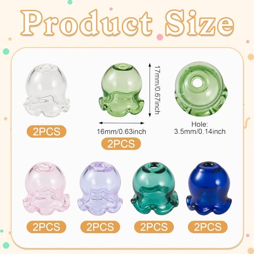 Bloem Glazen Kralen Cone 6 Kleuren Multi Petals Bloem End Caps Spacer Kralen Wind Chime Kralen Bluebell Vorm voor DIY Wind Chime Oorbellen Ketting maken, 10 stuks 4