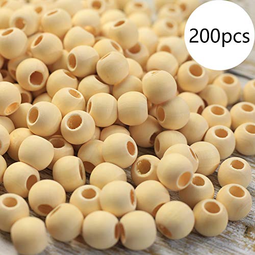 Kralen Houten Kralen met Gat 15mm Ca. 200st Houten Kralen Ambacht Kralen voor DIY Sieraden maken (Big Hole houten kralen) 3