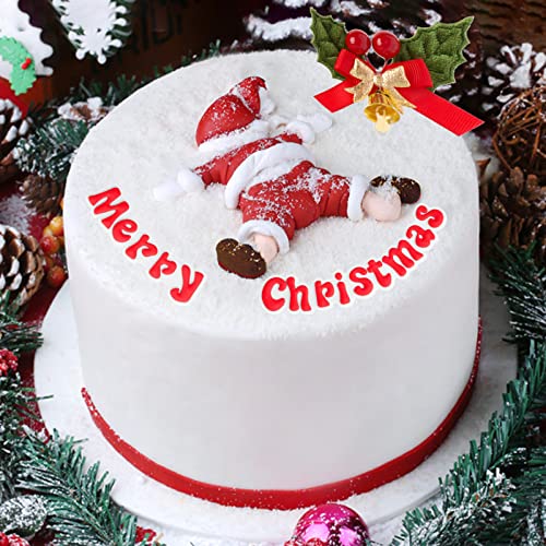 Pack van 8 Cake Toppers, Vrolijk kerstfeest, Cake Topper, 3D Santa Claus, Mini Kerstboom, Vrolijk Kerstmis Decoratie, Party, Cake, Kerstmis 4