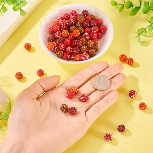 100st 10mm ronde schijf Bal kralen Red Rhinestone Klei kralen Crystal Spacers Bulk voor sieraden het maken van kerst kralen kralen Pen decoratie 5