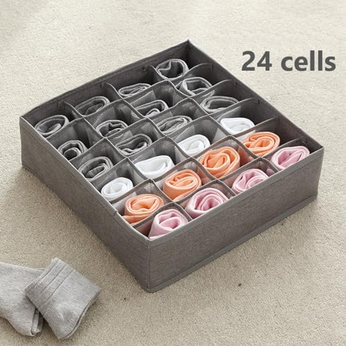 2 Stuks Lade Organisator Organizer met 24 Compartiments, Ladehouder voor Sokken, Ondergoed, Handdoeken, Ties (Licht Grijs) 4