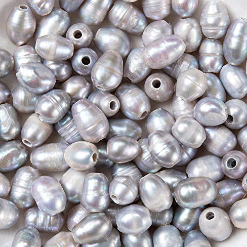 Natuurlijke Zoetwater Parel Kralen 7~8mm Ovale Vorm Grey Pearl Losse kralen voor ketting armband sieraden maken 100st