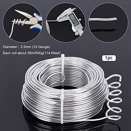 1 Roll Aluminium Draad, 35m Silver Aluminium Modelleren Craft Wire voor sieraden Craft, Modelleren maken, Fixtures en Beeldhouwkunst, 2.5mm(10 Gauge) in diameter