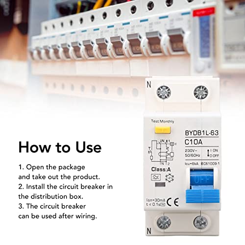AC 230V Residual Circuit Breaker 30ma C10 1P N Leakage Protector Overload Bescherming Luchtschakelaar voor residentiële verlichting distributielijnen Zonne-PV-systeem