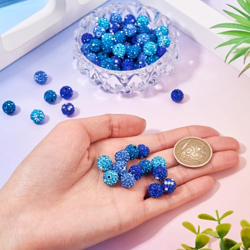 100st 10mm ronde schijf Bal kralen Blue Rhinestone Klei kralen Crystal Spacers Bulk voor sieraden het maken van kralen Pen decoratie 5