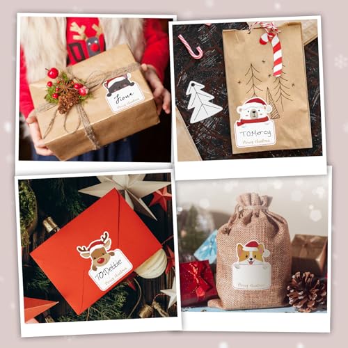120st Kerstlabels Stickers Kerstcadeau Sticker Sticky Labels Vrolijk kerstlabel Tags Stickers Zelfklevende etiketten voor cadeaus Kaarten Envelop Bags 4