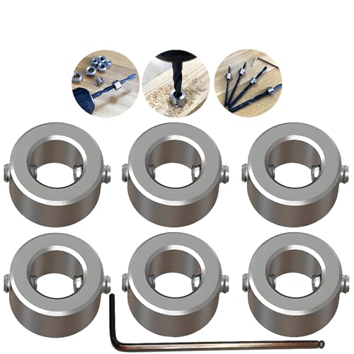 Diepte Halsband stoppen Duurzaam, Ring Positioner Afstand positionering Locator (ID: 8mm, 6st) voor houtbewerking Drill Consistent boren, met Allen moersleutel