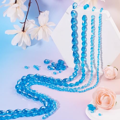 244 st. Blue Drop Glass Kralen 6mm 7mm 11mm 15mm Facet kralen Losse Spacer Kralen Losse Spacer Kralen Bulk sieraden armband Vrouwen DIY Valentine 5