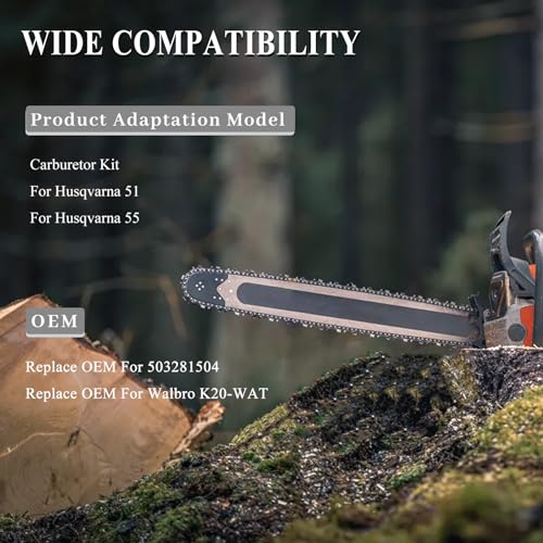 Carburator Carb Kit w/ Fuel Filter slang fit Husqvarna 50 51 55 Rancher Kettingzagen 3