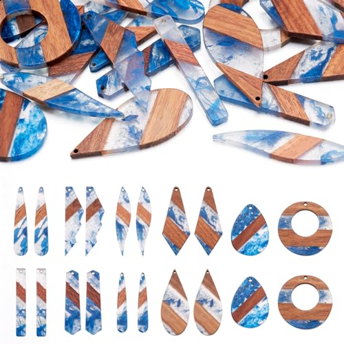 Houten Hars Charm Hangers met bladeren Teardrop Rechthoekige Charms Vintage houten stukken Verklaring voor Boheemse Dangle oorbellen Kettingen sieraden maken 20st Houthars