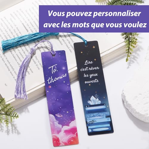 Esthetische bladwijzers papier, 6 x bladwijzers met Franse woorden en kwasten, cadeau voor volwassenen, kleine cadeaus voor scholen, eerste schooldag, boekenliefhebbers 3