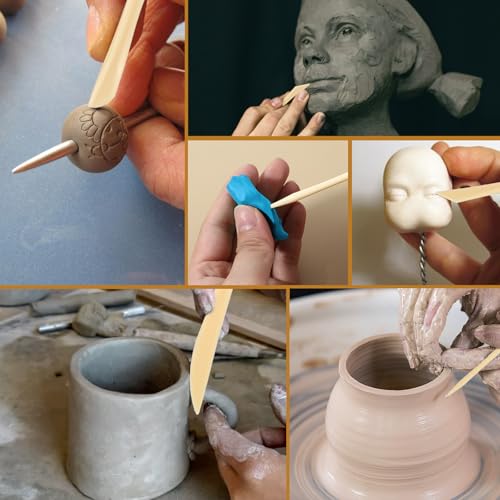 10Stuks Dubbelzijdige klei beeldhouwgereedschappen, Plastic Polymer klei Modelleergereedschap Keramische Pottery Carving Tools voor het snijden Embossing Smoothing Shaping Vormen 5
