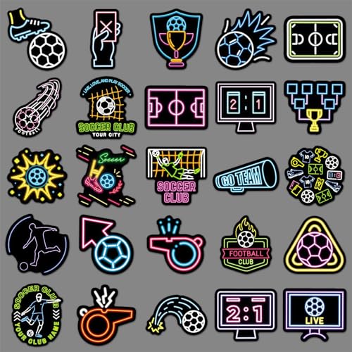 Neon Voetbal Stickers voor tieners Volwassenen 50 stuks Neon Voetbal Vinyl Stickers Set Auto Motorfiets Fiets Skateboard Snowboard Bagage Laptop Koffer Helm Motorfiets Computer 5