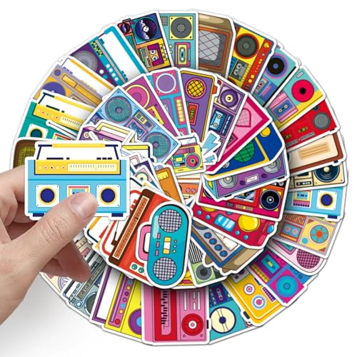 Radio Stickers voor tieners en volwassenen, 50 stuks Radio/Wireless Vinyl Sticker Set, Auto, Motorfiets, Fiets, Skateboard, Snowboard, Bagage, Laptop, Koffer, Helm, Motorfiets, Computer 4