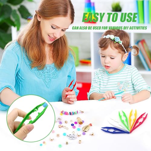 12 stuks Plastic Tweezers, 10cm Reptielen Voederbalk DIY Kleurrijke Craft Tweezers Kids Tweezers Amfibieën Voederhulpmiddel voor kralen Picking Fuse, voeden Reptielen 5
