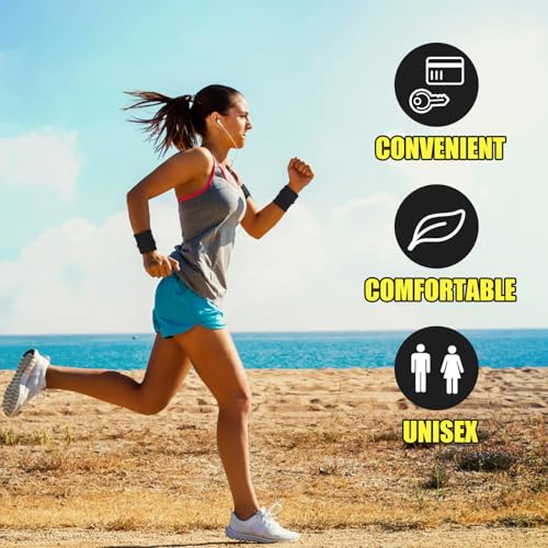 Verpakking van 2 Zwarte Polszak, Sport Polstas met Praktische Zip, Draagbare Nylon pols portemonnee, Unisex polsband, portemonnee, kleine items voor jogging en sport 5