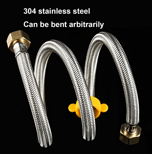 60CM Roestvrij stalen gevlochten slang Flexibele buis, G 1/2" x G 1/2" flexibele waterleiding, voor het vervangen van wasbakken(verpakking van 2) 3