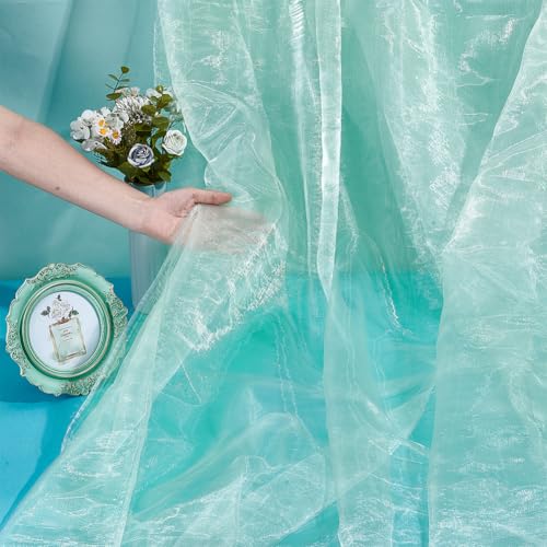 Organza Stof voor Bruiloft, 1.5x1m Organza Fabric Sheer Bruid Solid Doorschijnend voor bruiloft Fotografie Achtergrond Dress Party, Medium Aquamarine