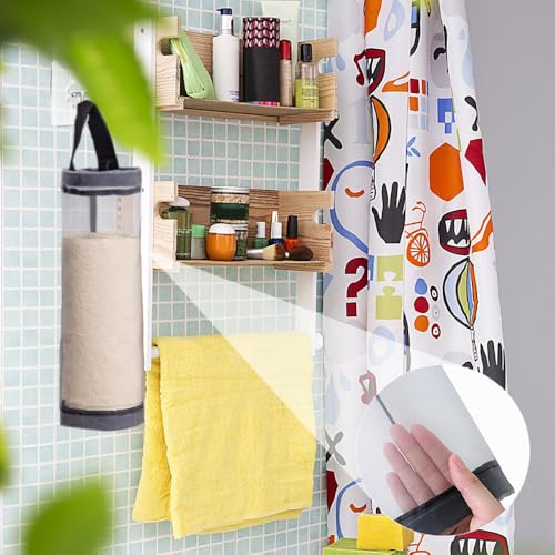 3 stuks plastic zakhouder, opknoping vuilniszak draagtas opslaghouder met 3 stuks plakkerige haken opvouwbare Mesh hangbare opslagzak plastic zakdispenser voor thuis keuken vuilniszak opslag 5