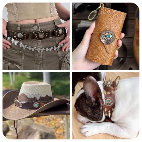 18 Sets Turquoise schroef terug Rives Leather Rivet Antique Silver Button Decoratieve Stud Rives voor Portemonnee Handtas Schoenen Leather Craft Kleding Belt 3