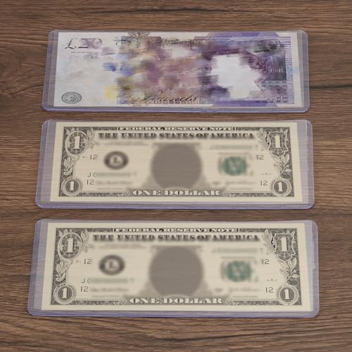 Bill Geld Houders, 15 st Top Invoegen Valuta PVC houder voor Cash Top Loader Mouwen Dollar Bill Frame voor reguliere rekeningen, 17,3 x 7,5 cm Blauw 5