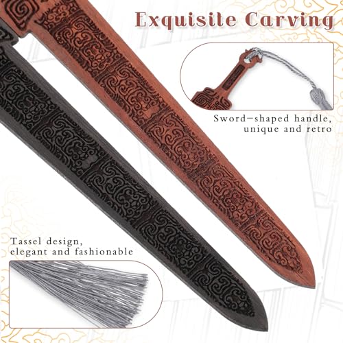 2 stuks Zwaardvorm Houten bladwijzers, creatieve vintage stijl bladwijzer, handgemaakte Reading Page Markers, hout bladwijzers voor mannen ambachten 4