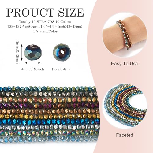 10 Strands Rondelle Facet Crystal Glazen Kralen Transparant Glazen Zaad Kralen Bulk voor DIY Crafts Vriendschap Armbanden sieraden maken 3