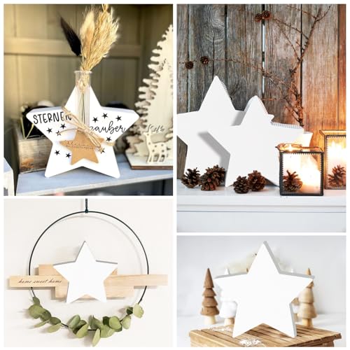 Pak van 3 kerststerren, wit, hout, tafel decoratie, kerstversiering, tafel decoratie, gast cadeau, kerstfeest 5