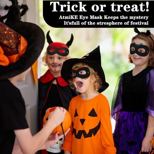 4PCS Black Eye Mask Kostuum Halloween Superheld Masquerade Half gezicht maskers, lederen held masker accessoires voor Halloween Party Cosplay Dress Up 3