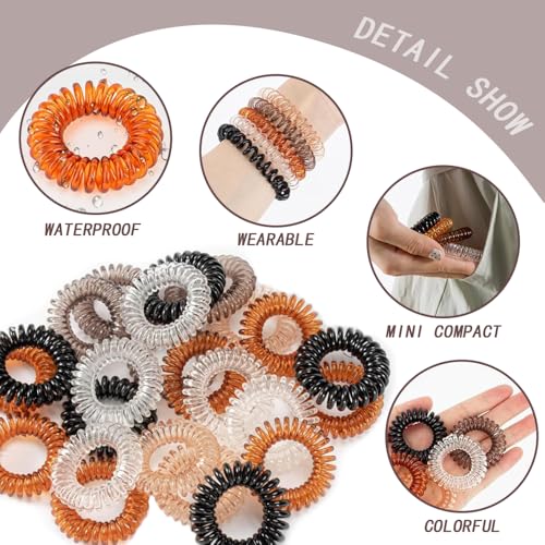 24 Stuks Spiraalhaarbanden, Plastic haarbobbels, Multi-gekleurd haar, Elastische Bands, Spiraal Ponytail houder, Trace Free Spiral, Haarbanden, Telefoon koord, Haarbanden 3