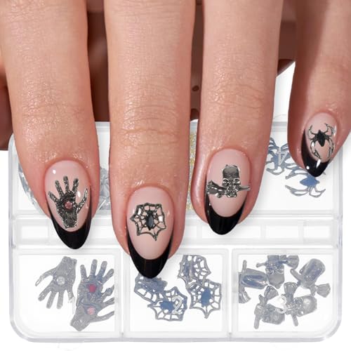 Halloween Nail Stickers, 3D Emgraphed Skeleton Design, Spider Nail Art voor vrouwen, Realistische Nail Decoratie voor kostuum en feest 4