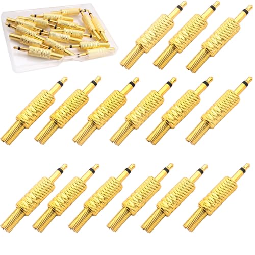 15PCS TS Mono Plug 3,5mm Soldeer DIY Audiokabel Plug Vervanging Headphone Headset Plug Gold Color